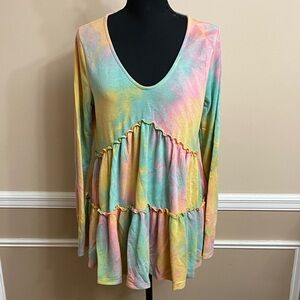 Bluivy Pastel Tie-Dye Long Sleeve Tunic